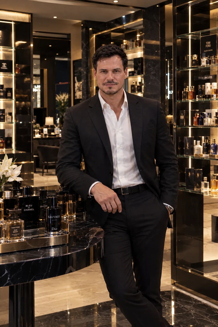 Ricardo Santos, perfumista há mais de 20 anos, em uma perfumaria de luxo